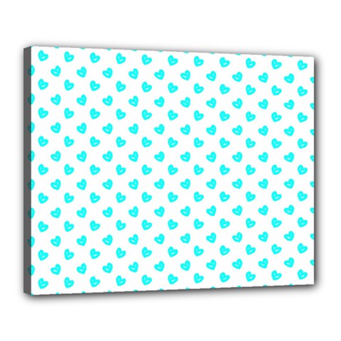 White Light Blue Hearts Pattern, Pastel Sky Blue Color Canvas 20  X 16  (stretched) by Casemiro