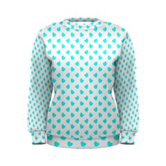 White Light Blue Hearts Pattern, Pastel Sky Blue Color Women s Sweatshirt by Casemiro