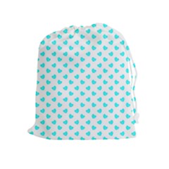 White Light Blue Hearts Pattern, Pastel Sky Blue Color Drawstring Pouch (xl) by Casemiro