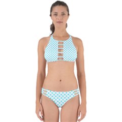 White Light Blue Hearts Pattern, Pastel Sky Blue Color Perfectly Cut Out Bikini Set by Casemiro