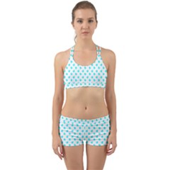 White Light Blue Hearts Pattern, Pastel Sky Blue Color Back Web Gym Set by Casemiro