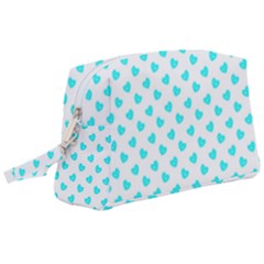 White Light Blue Hearts Pattern, Pastel Sky Blue Color Wristlet Pouch Bag (large) by Casemiro