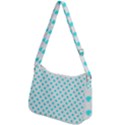 White light blue Hearts pattern, pastel sky blue color Zip Up Shoulder Bag View2