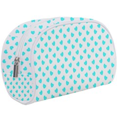 White Light Blue Hearts Pattern, Pastel Sky Blue Color Makeup Case (large)