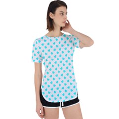 White Light Blue Hearts Pattern, Pastel Sky Blue Color Perpetual Short Sleeve T-shirt by Casemiro