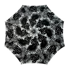 Black And White Tropical Leafs Pattern, Vector Image Golf Umbrellas by Casemiro