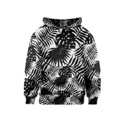 Black And White Tropical Leafs Pattern, Vector Image Kids  Pullover Hoodie