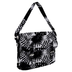 Black And White Tropical Leafs Pattern, Vector Image Buckle Messenger Bag by Casemiro