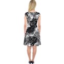 Black and white tropical leafs pattern, vector image Capsleeve Midi Dress View2