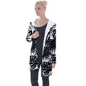 Black and white tropical leafs pattern, vector image Longline Hooded Cardigan View1