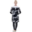 Black and white tropical leafs pattern, vector image Longline Hooded Cardigan View2