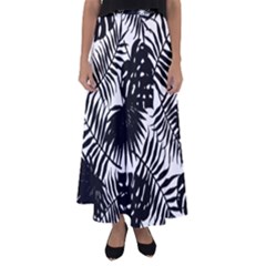 Black And White Tropical Leafs Pattern, Vector Image Flared Maxi Skirt by Casemiro