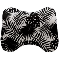 Black And White Tropical Leafs Pattern, Vector Image Head Support Cushion by Casemiro