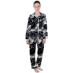 Black And White Tropical Leafs Pattern, Vector Image Satin Long Sleeve Pyjamas Set by Casemiro