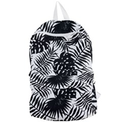 Black And White Tropical Leafs Pattern, Vector Image Foldable Lightweight Backpack by Casemiro