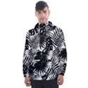 Black and white tropical leafs pattern, vector image Men s Front Pocket Pullover Windbreaker View1