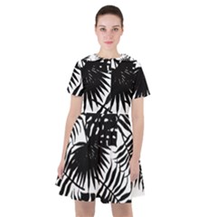 Black And White Tropical Leafs Pattern, Vector Image Sailor Dress by Casemiro