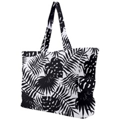 Black And White Tropical Leafs Pattern, Vector Image Simple Shoulder Bag by Casemiro