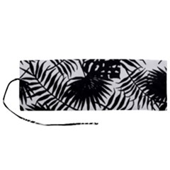 Black And White Tropical Leafs Pattern, Vector Image Roll Up Canvas Pencil Holder (m) by Casemiro