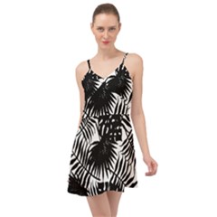 Black And White Tropical Leafs Pattern, Vector Image Summer Time Chiffon Dress by Casemiro