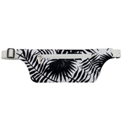 Black And White Tropical Leafs Pattern, Vector Image Active Waist Bag by Casemiro