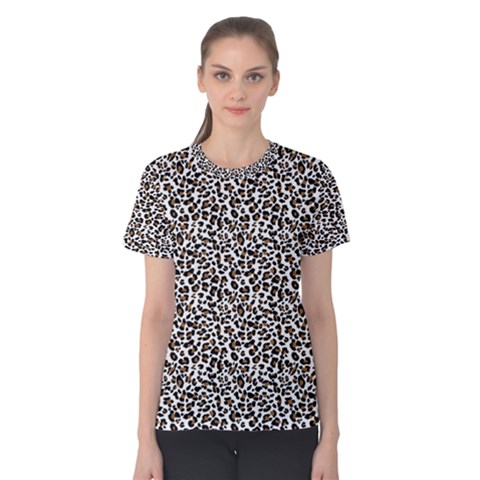 Leopard Spots Pattern, Geometric Dots, Animal Fur Print Women s Cotton Tee by Casemiro