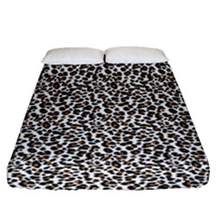 Leopard Spots Pattern, Geometric Dots, Animal Fur Print Fitted Sheet (queen Size) by Casemiro