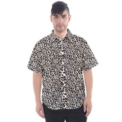 Leopard Spots Pattern, Geometric Dots, Animal Fur Print Men s Short Sleeve Shirt