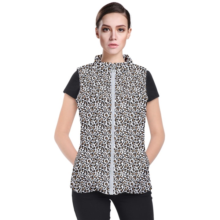 Leopard spots pattern, geometric dots, animal fur print Women s Puffer Vest