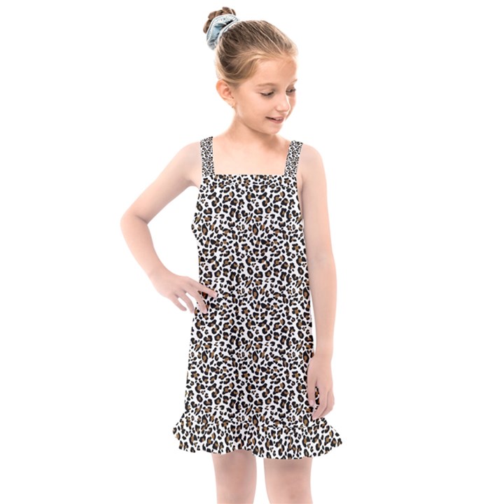 Leopard spots pattern, geometric dots, animal fur print Kids  Overall Dress