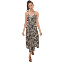 Leopard Spots Pattern, Geometric Dots, Animal Fur Print Halter Tie Back Dress  by Casemiro