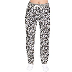 Leopard Spots Pattern, Geometric Dots, Animal Fur Print Women Velvet Drawstring Pants by Casemiro