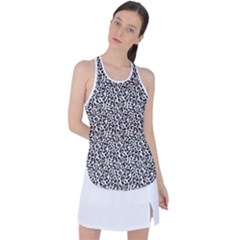 Leopard Spots Pattern, Geometric Dots, Animal Fur Print Racer Back Mesh Tank Top