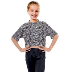 Leopard Spots Pattern, Geometric Dots, Animal Fur Print Kids Mock Neck Tee