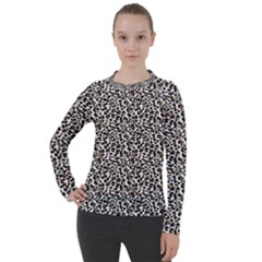 Leopard Spots Pattern, Geometric Dots, Animal Fur Print Women s Pique Long Sleeve Tee