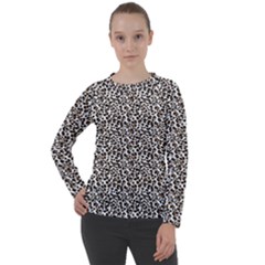 Leopard Spots Pattern, Geometric Dots, Animal Fur Print Women s Long Sleeve Raglan Tee