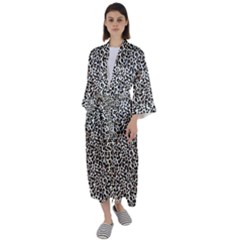 Leopard Spots Pattern, Geometric Dots, Animal Fur Print Maxi Satin Kimono