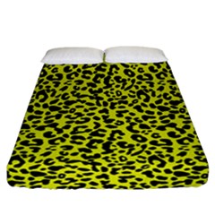 Leopard Spots Pattern, Yellow And Black Animal Fur Print, Wild Cat Theme Fitted Sheet (california King Size) by Casemiro