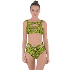 Leopard Spots Pattern, Yellow And Black Animal Fur Print, Wild Cat Theme Bandaged Up Bikini Set  by Casemiro