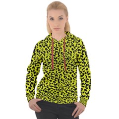 Leopard Spots Pattern, Yellow And Black Animal Fur Print, Wild Cat Theme Women s Overhead Hoodie by Casemiro