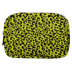 Leopard Spots Pattern, Yellow And Black Animal Fur Print, Wild Cat Theme Make Up Pouch (small) by Casemiro