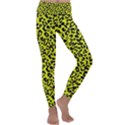 Leopard spots pattern, yellow and black animal fur print, wild cat theme Kids  Lightweight Velour Classic Yoga Leggings View1