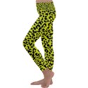 Leopard spots pattern, yellow and black animal fur print, wild cat theme Kids  Lightweight Velour Classic Yoga Leggings View2