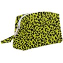 Leopard spots pattern, yellow and black animal fur print, wild cat theme Wristlet Pouch Bag (Large) View1