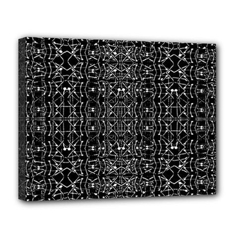 Black And White Ethnic Ornate Pattern Canvas 14  X 11  (stretched) by dflcprintsclothing