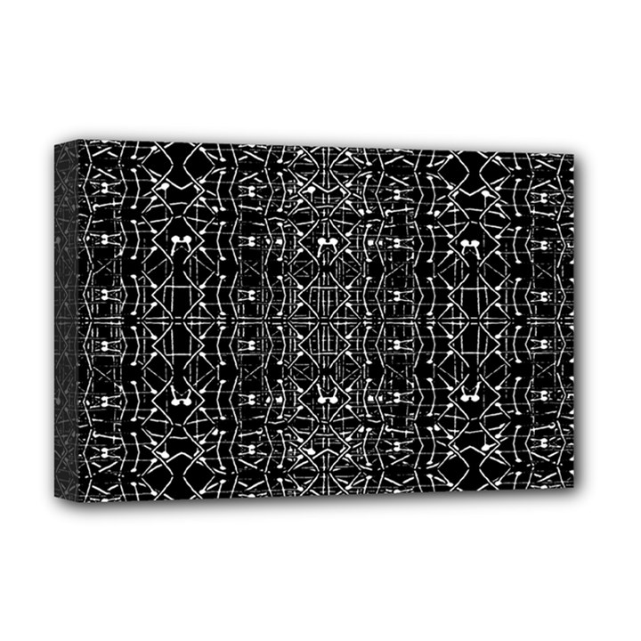 Black And White Ethnic Ornate Pattern Deluxe Canvas 18  x 12  (Stretched)