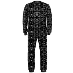 Black And White Ethnic Ornate Pattern Onepiece Jumpsuit (men)  by dflcprintsclothing