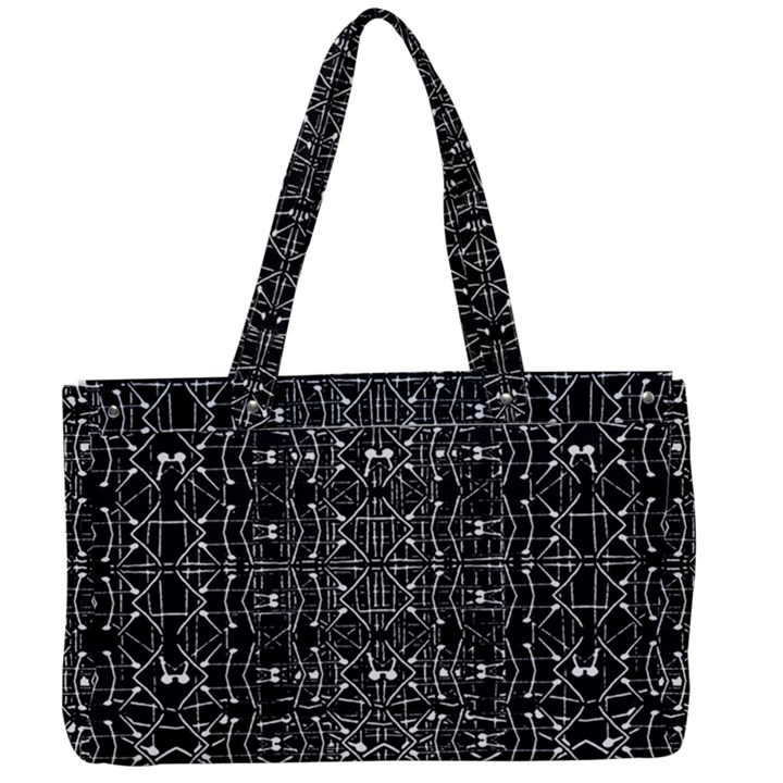 Black And White Ethnic Ornate Pattern Canvas Work Bag