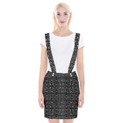 Black And White Ethnic Ornate Pattern Braces Suspender Skirt