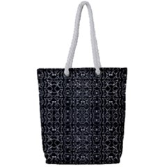 Black And White Ethnic Ornate Pattern Full Print Rope Handle Tote (small)